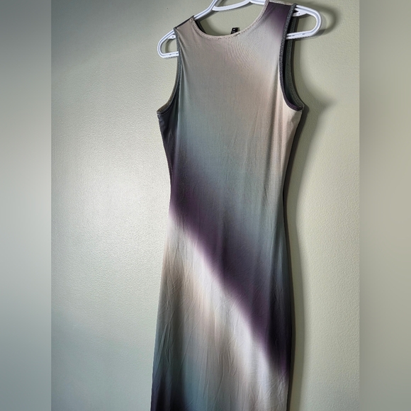 ​🌌 Dreamy Whimsigoth Ombré Bodycon Maxi Dress *NEW* Green Grey Purple Size Med - Picture 7 of 11